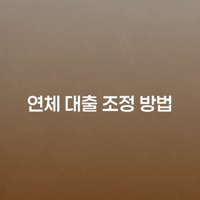 연체 대출 조정 방법, 어떻게 해결할 수 있을까?