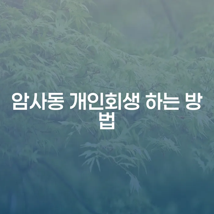 암사동 개인회생을 위한 방법, 어떻게 시작해야 할까요?